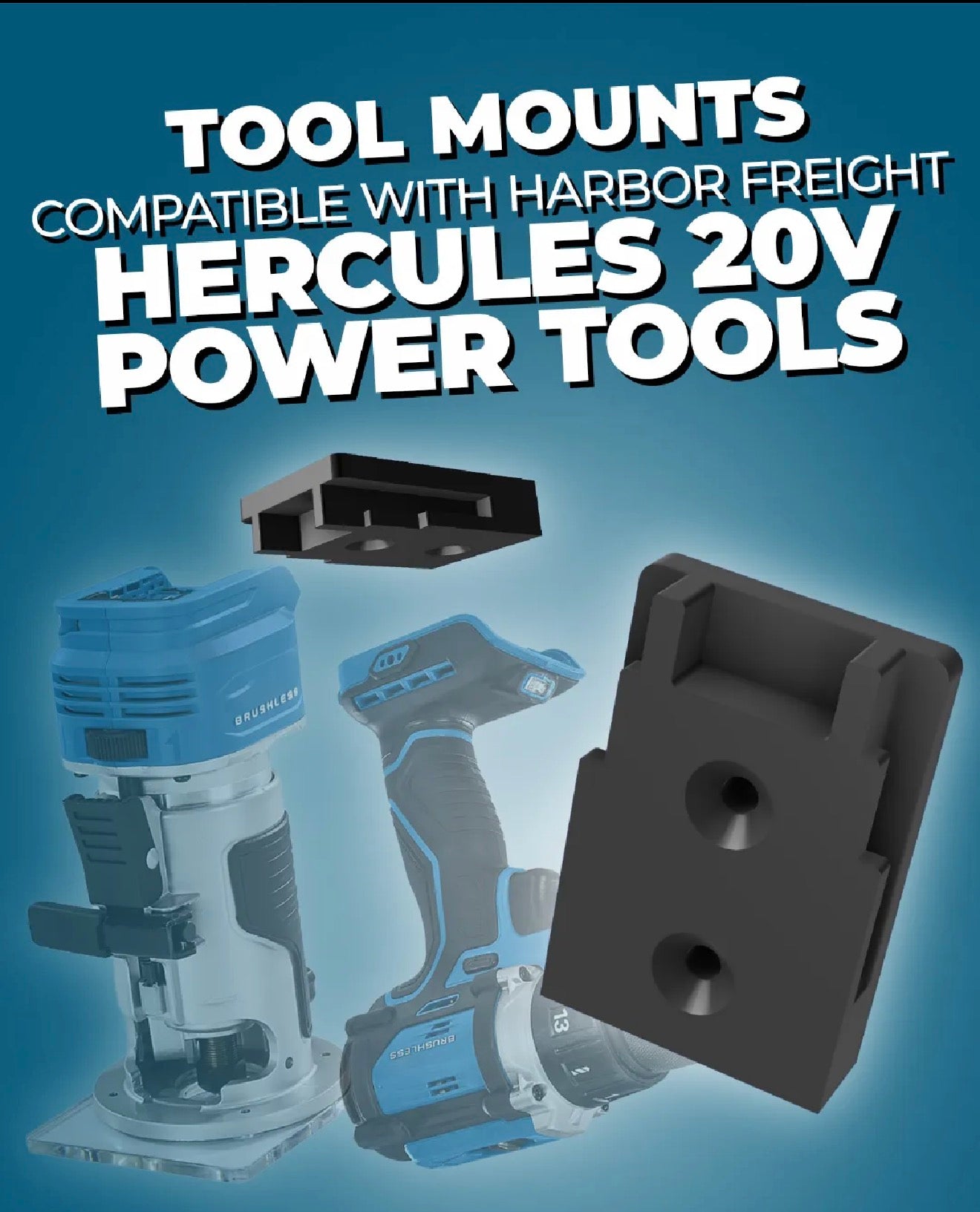 Hercules 20V Wall Tool & Battery Mount (4 Pack)