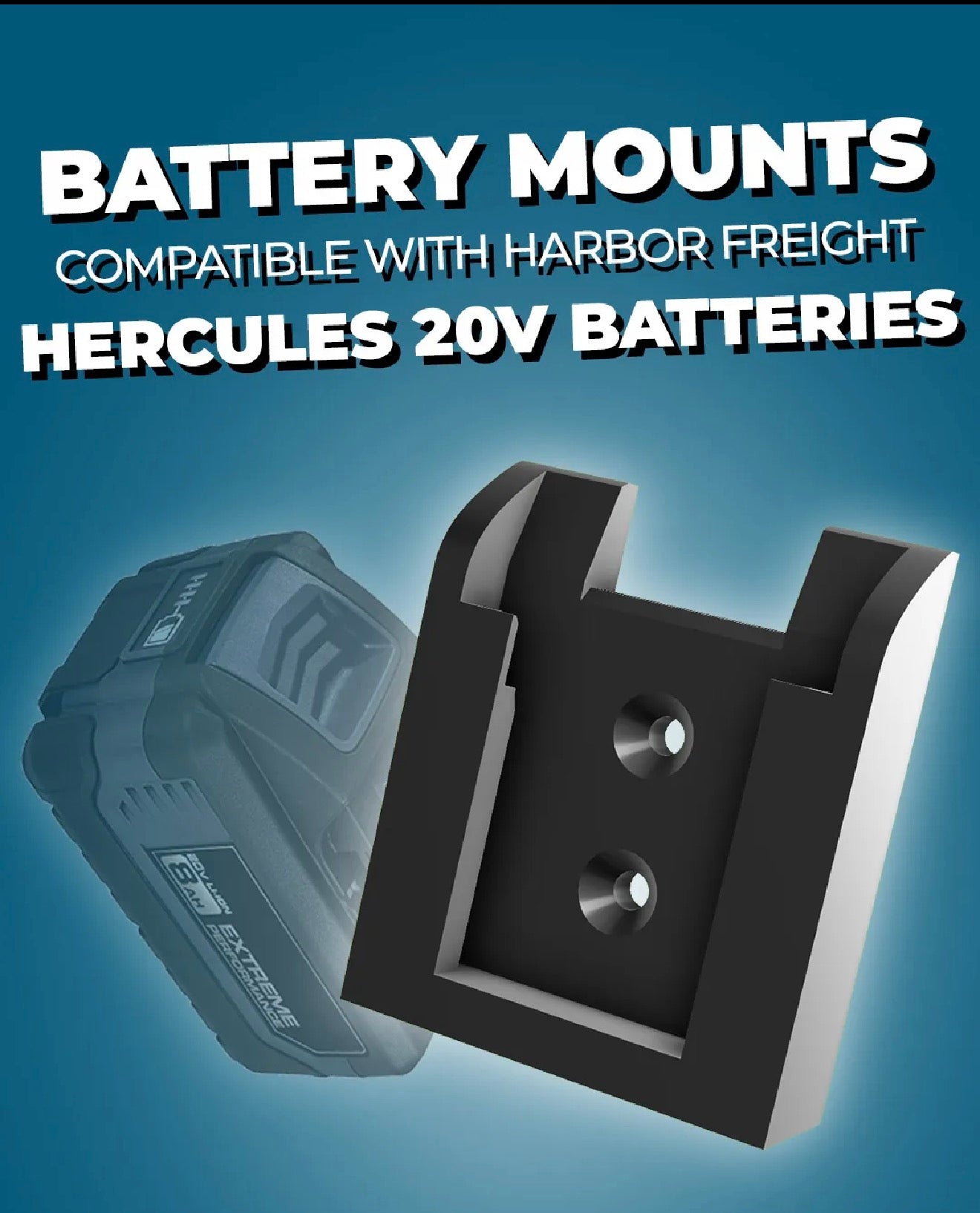 Hercules 20V Wall Tool & Battery Mount (4 Pack)